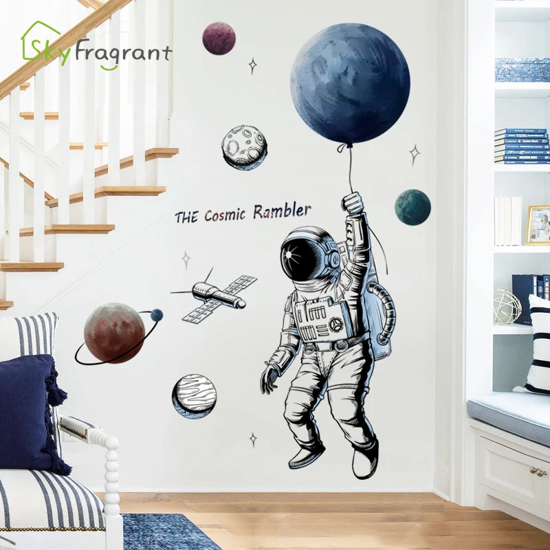 Space Theme Astronaut Wall Sticker Dormitory Living Room Wall Decor Self-adhesive Bedroom 3d Kids Room Decoration Home Decor - Image 3