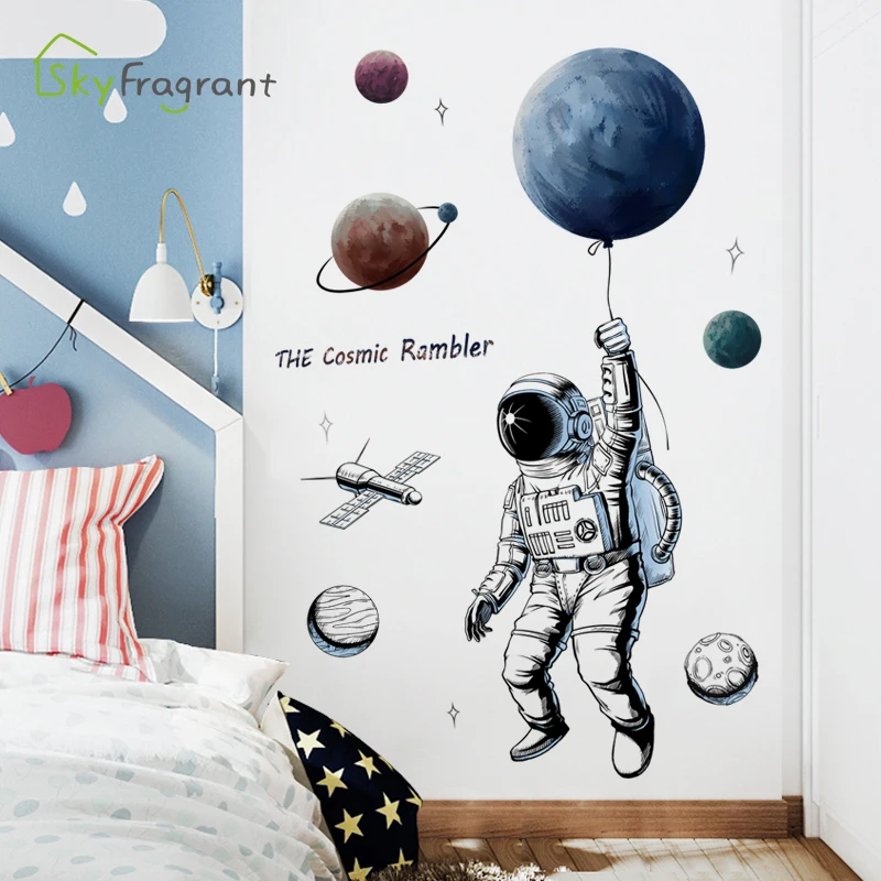 Space Theme Astronaut Wall Sticker Dormitory Living Room Wall Decor Self-adhesive Bedroom 3d Kids Room Decoration Home Decor - Image 2