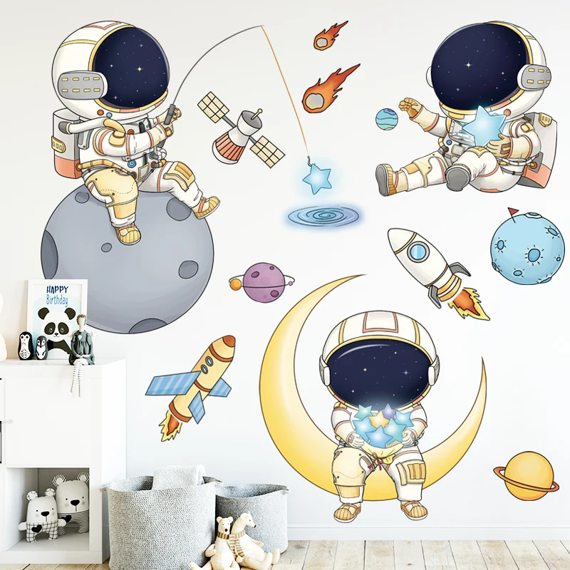 Astronaut Wall Stickers for Kids Room Nursery Kindergarten Decor Art Remvable PVC Tile Decals DIY Posters Murals Home Decoration Astronaut Wall Stickers for Kids Room Nursery Kindergarten Decor Art Remvable PVC Tile Decals DIY Posters Murals Home Decoration