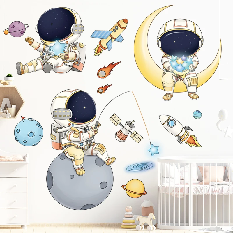 Astronaut Wall Stickers for Kids Room Nursery Kindergarten Decor Art Remvable PVC Tile Decals DIY Posters Murals Home Decoration Astronaut Wall Stickers for Kids Room Nursery Kindergarten Decor Art Remvable PVC Tile Decals DIY Posters Murals Home Decoration