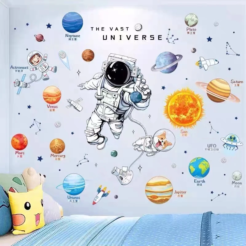 DIY Space Astronaut Wall Decal Boys' Room Wall Decal Decorative Children's Room Cosmic Sky Background Wall Art Wallpaper DIY Space Astronaut Wall Decal Boys' Room Wall Decal Decorative Children's Room Cosmic Sky Background Wall Art Wallpaper