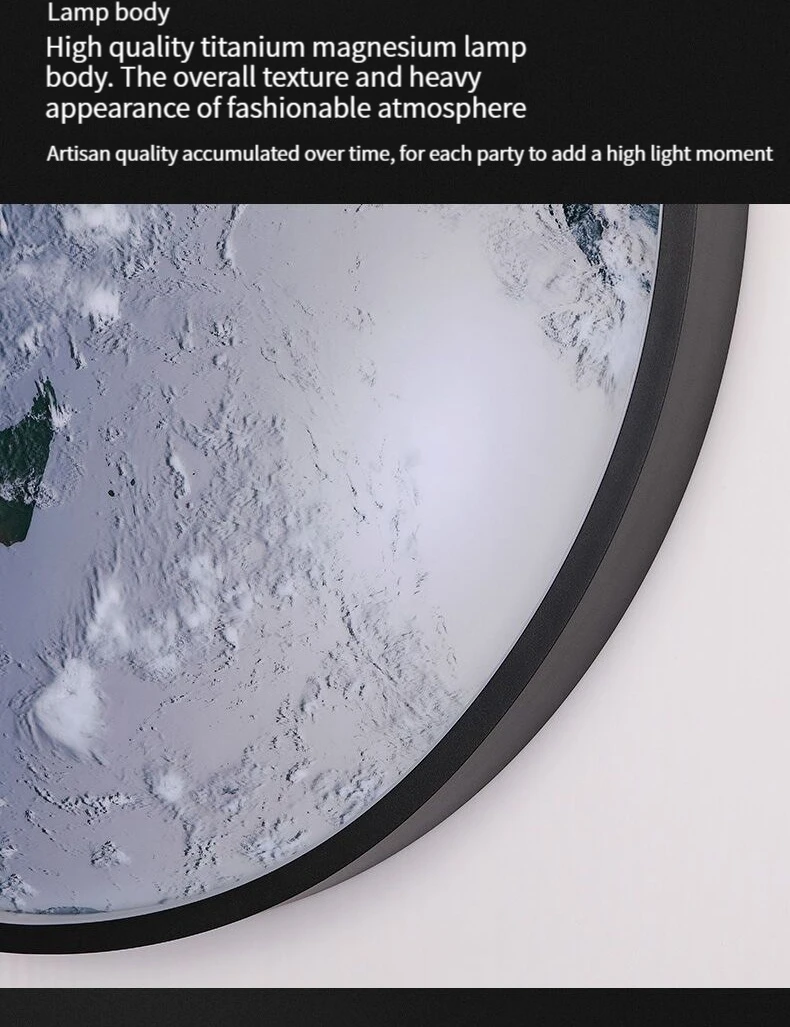 Home decor earth mural LED lamp Modern Moon Wall Sconce Black round Ceiling Light Living Room Bedroom stair aisle Mood Luminaire