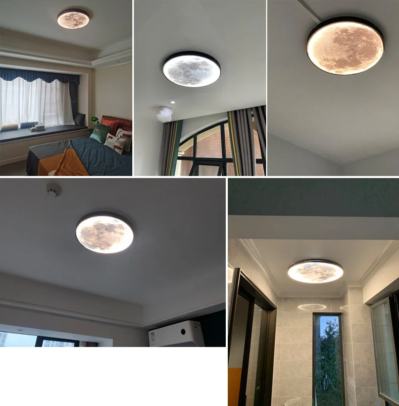 Home decor earth mural LED lamp Modern Moon Wall Sconce Black round Ceiling Light Living Room Bedroom stair aisle Mood Luminaire
