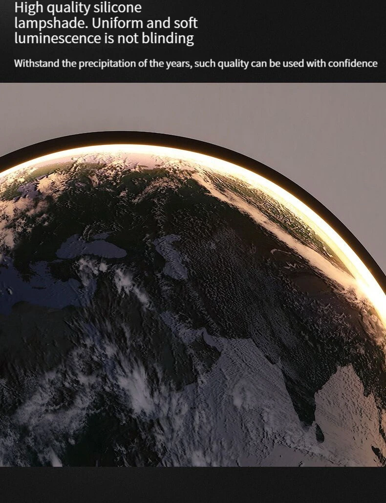 Home decor earth mural LED lamp Modern Moon Wall Sconce Black round Ceiling Light Living Room Bedroom stair aisle Mood Luminaire