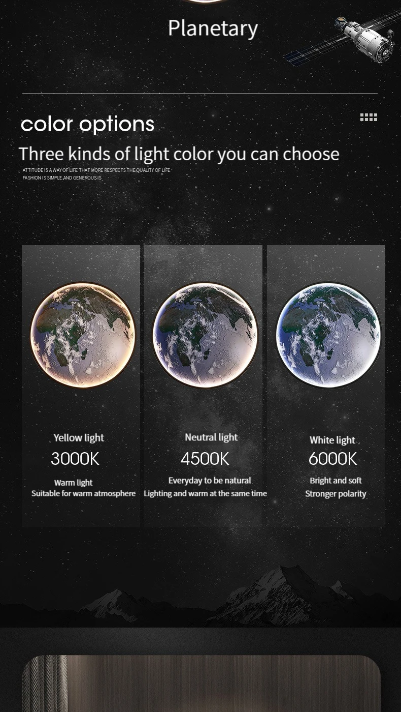 Home decor earth mural LED lamp Modern Moon Wall Sconce Black round Ceiling Light Living Room Bedroom stair aisle Mood Luminaire