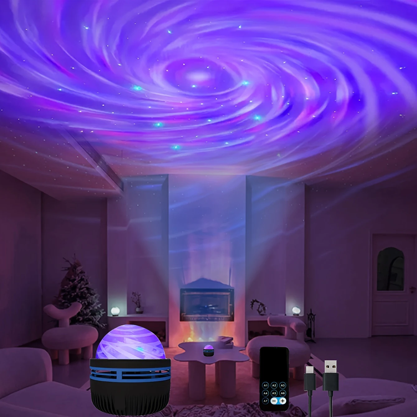 LED Galaxy Projection Light, 2-in-1 Northern Light Projector, Bedroom Night Light, Children's Room Decoration, Party Decoration - Image 5