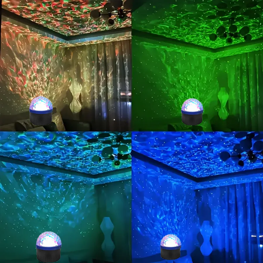 Rotating water wave ambient lighting projector, multi-color selection, party space lights, Northern Lights decorative lights