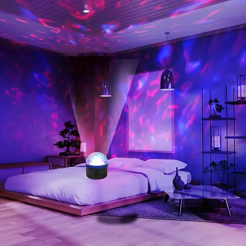 Rotating water wave ambient lighting projector, multi-color selection, party space lights, Northern Lights decorative lights