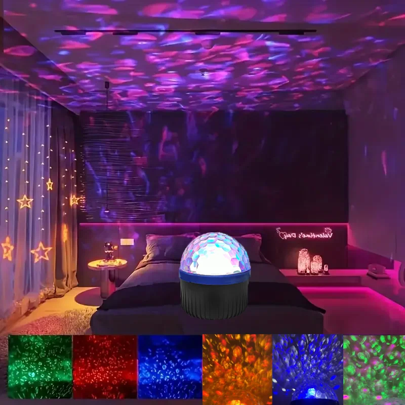Rotating water wave ambient lighting projector, multi-color selection, party space lights, Northern Lights decorative lights
