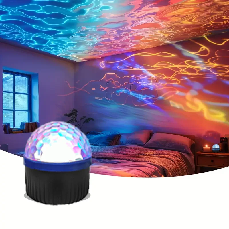 Rotating water wave ambient lighting projector, multi-color selection, party space lights, Northern Lights decorative lights