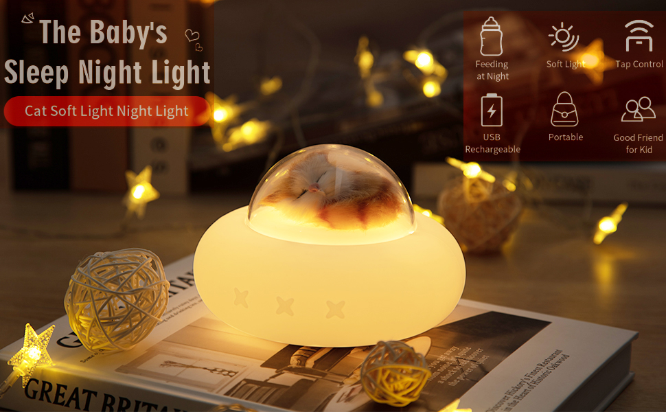 Cute Kitty Spaceship Night Light LED For Kids, USB Rechargeable, 7-Color Touch Color-Changing, Cat Night Lights for Bedroom 0.8W Cute Kitty Spaceship Night Light LED For Kids, USB Rechargeable, 7-Color Touch Color-Changing, Cat Night Lights for Bedroom 0.8W