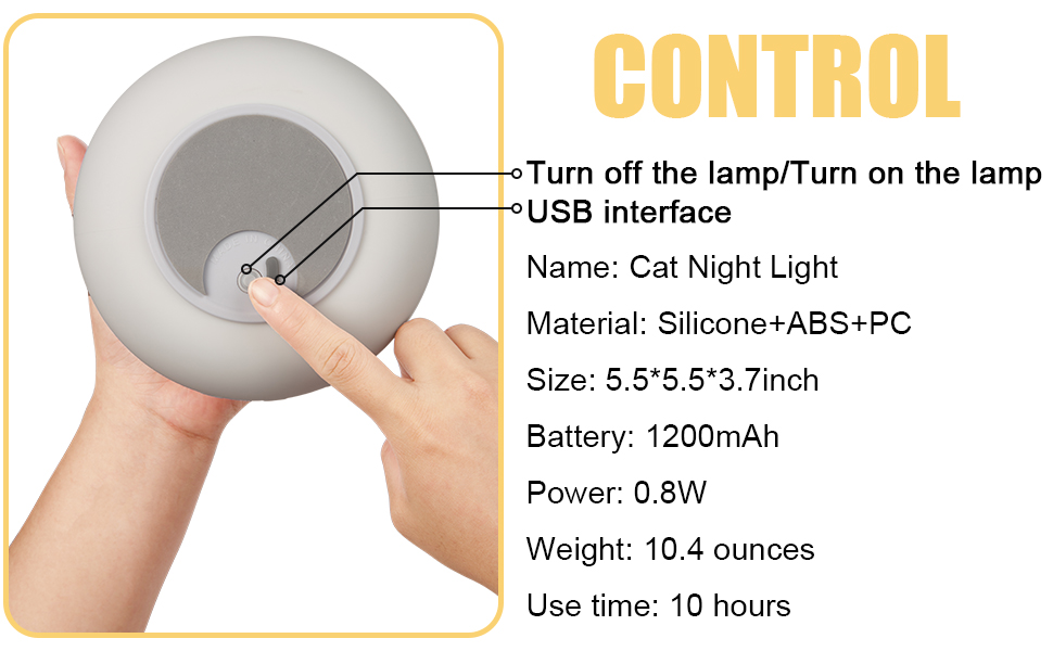 Cute Kitty Spaceship Night Light LED For Kids, USB Rechargeable, 7-Color Touch Color-Changing, Cat Night Lights for Bedroom 0.8W Cute Kitty Spaceship Night Light LED For Kids, USB Rechargeable, 7-Color Touch Color-Changing, Cat Night Lights for Bedroom 0.8W