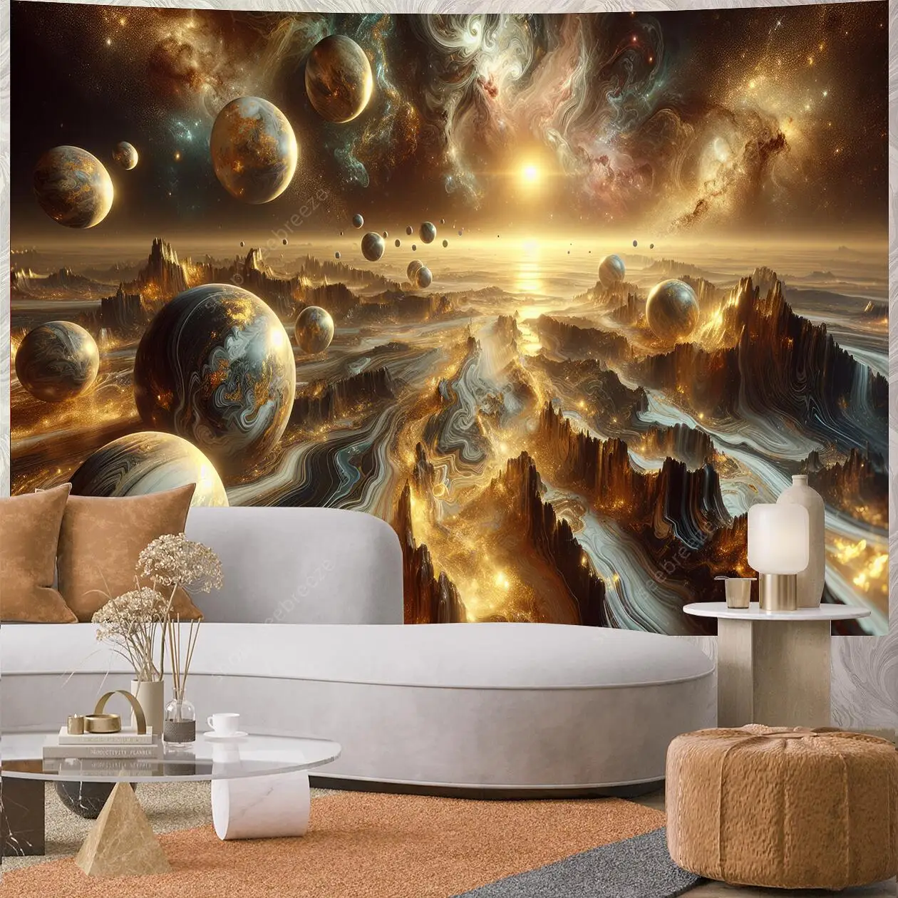 Planet UV Reactive Tapestry Galaxy Space Tapestry for Hippie Room Decor Aesthetic Psychedelic Home Wall Decor Boho Ceiling Decor