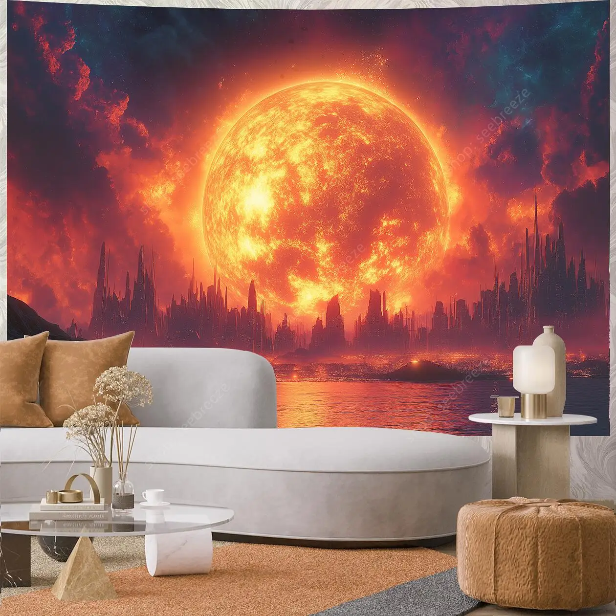 Planet UV Reactive Tapestry Galaxy Space Tapestry for Hippie Room Decor Aesthetic Psychedelic Home Wall Decor Boho Ceiling Decor