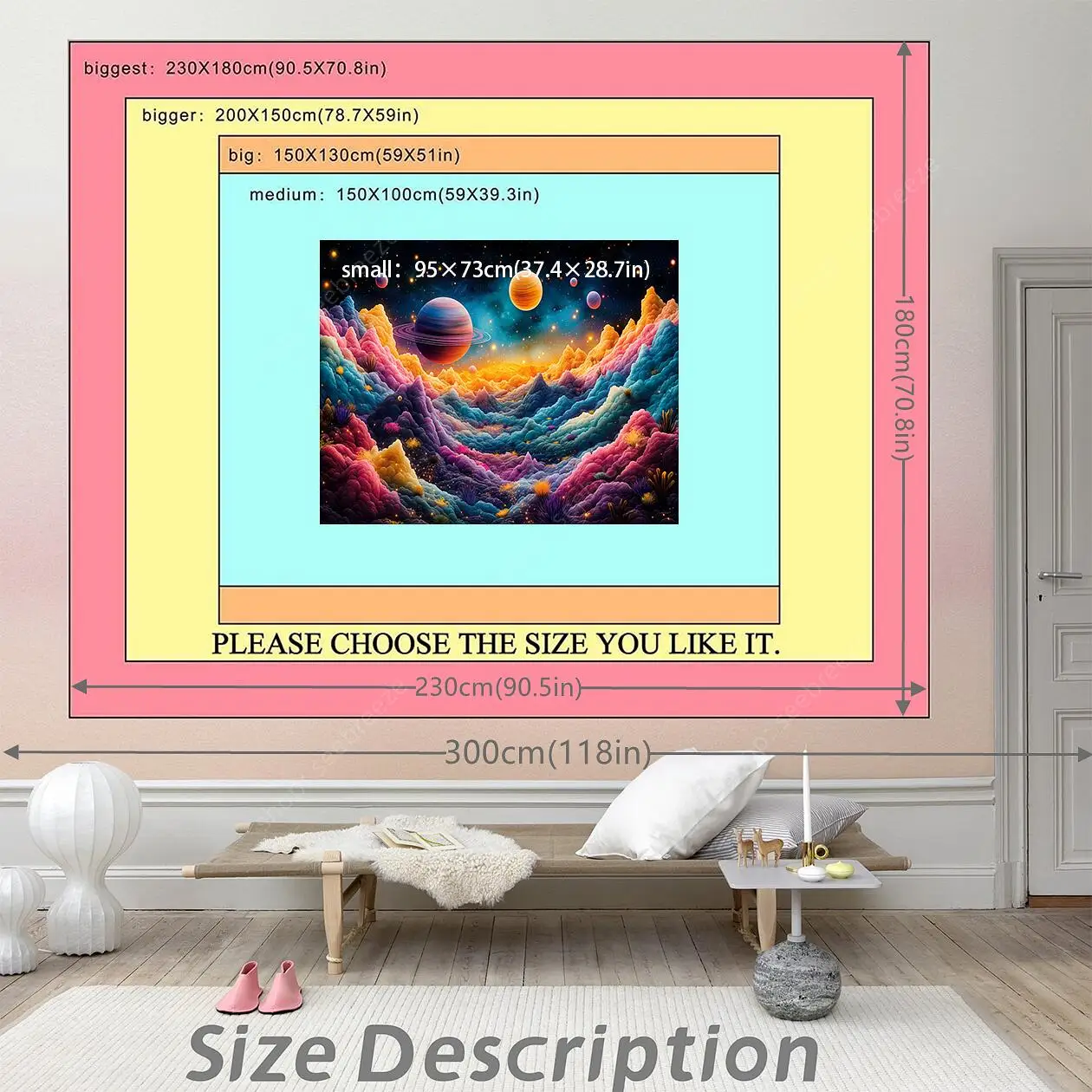 Planet UV Reactive Tapestry Galaxy Space Tapestry for Hippie Room Decor Aesthetic Psychedelic Home Wall Decor Boho Ceiling Decor