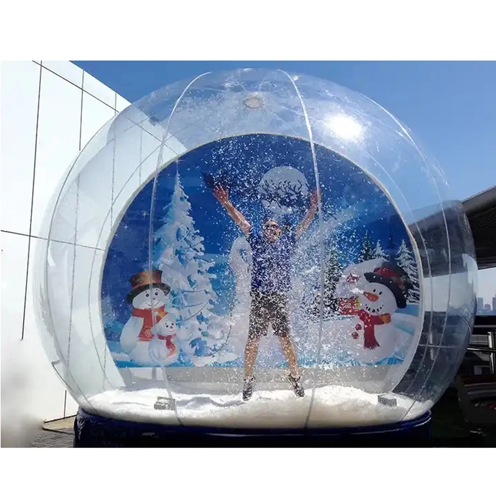2024 Hot Sale Large Christmas Promotion Pvc Inflatable Snow Globe Photo Booth Christmas Ornaments Ball For Outdoor Decoration