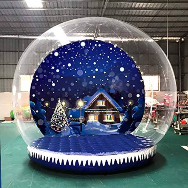 2024 Hot Sale Large Christmas Promotion Pvc Inflatable Snow Globe Photo Booth Christmas Ornaments Ball For Outdoor Decoration
