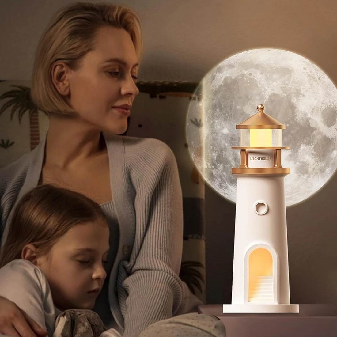 Moon Lamp Projector Night Light Lighthouse Decor Light Galaxy Projector Rechargeable LED Aesthetic Table Lamp for Kids Boys Girl Moon Lamp Projector Night Light Lighthouse Decor Light Galaxy Projector Rechargeable LED Aesthetic Table Lamp for Kids Boys Girl