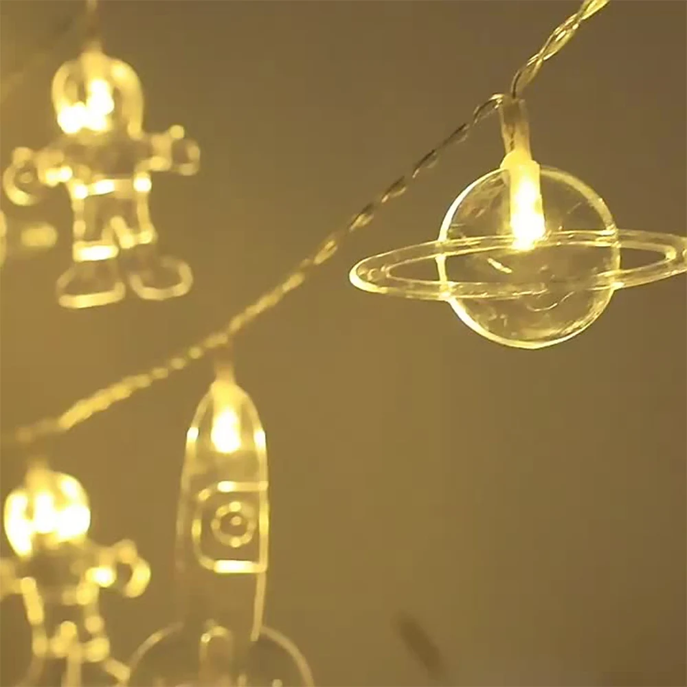 Astronaut Outer Space Themed LED Lights string 2M Party Supplies Kids Birthday Parties Decor Light Garland Baby Shower Planet