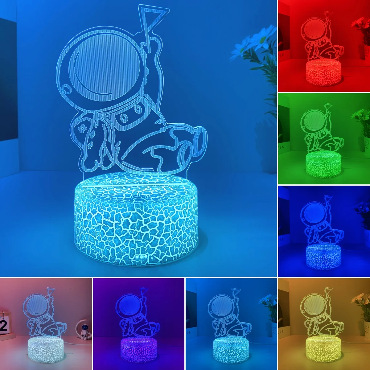 1pcs space astronaut 3D nightlight, USB interface, bedroom atmosphere light, birthday, holiday gift table light for friends.