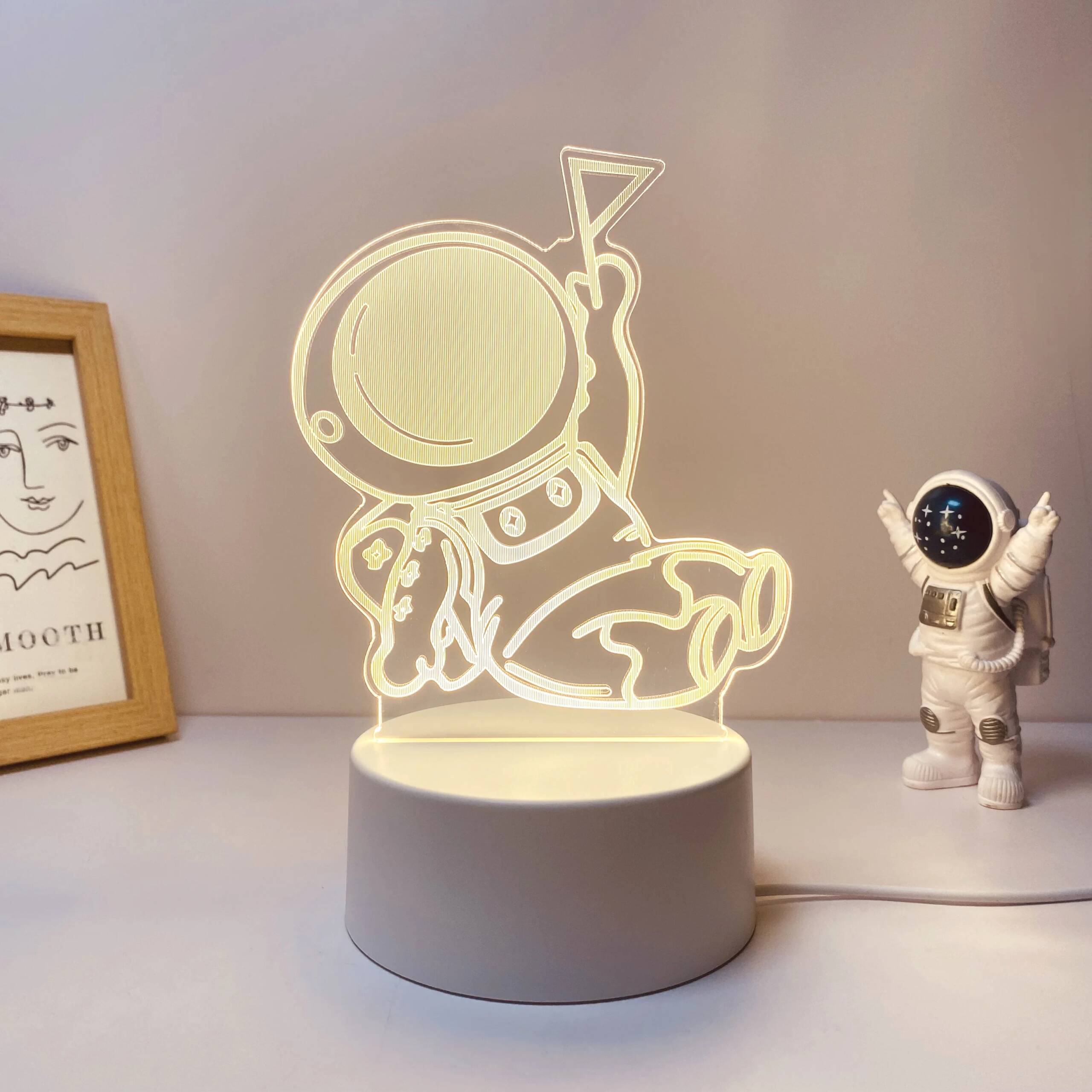 1pcs space astronaut 3D nightlight, USB interface, bedroom atmosphere light, birthday, holiday gift table light for friends.